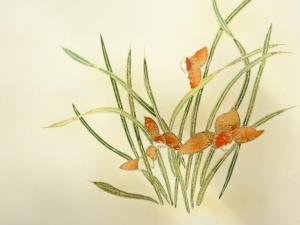 アンティーク　作家物　塩瀬　菖蒲模様刺繍名古屋帯